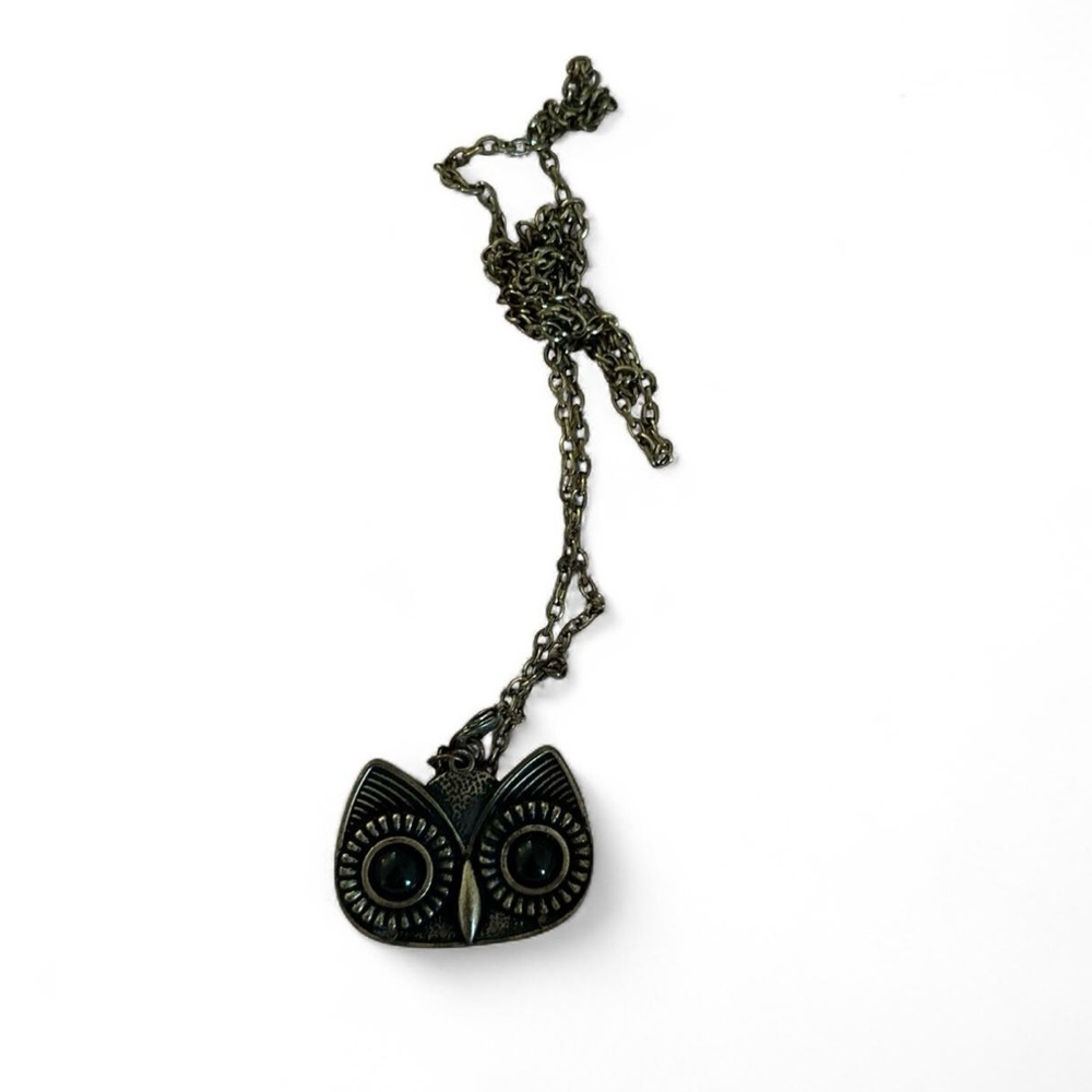 Owl Pendant Necklace in Black and Gold